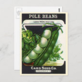 ヴィンテージシードパケットラベルアート、ポールリマ豆 ポストカード (正面/裏面)
