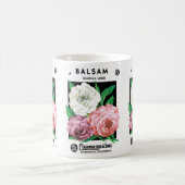 ヴィンテージシードパケットラベルアート、椿の花 コーヒーマグカップ (中央)