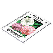 ヴィンテージシードパケットラベルアート、椿の花 ノートブック (左側)