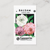 ヴィンテージシードパケットラベルアート、椿の花 名刺 (裏面)