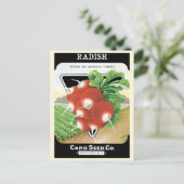 ヴィンテージシードパケットラベルアート、緋の大根 ポストカード (スタンド正面)