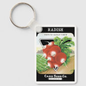 ヴィンテージシードパケットラベルアート、緋色の大根 キーホルダー (正面)