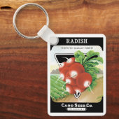 ヴィンテージシードパケットラベルアート、緋色の大根 キーホルダー (正面)