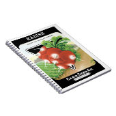 ヴィンテージシードパケットラベルアート、緋色の大根 ノートブック (右側)