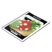 ヴィンテージシードパケットラベルアート、緋色の大根 ノートブック (左側)