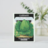 ヴィンテージシードパケットラベルアート、緑のキャベツ ポストカード (スタンド正面)