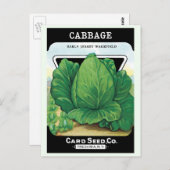 ヴィンテージシードパケットラベルアート、緑のキャベツ ポストカード (正面/裏面)