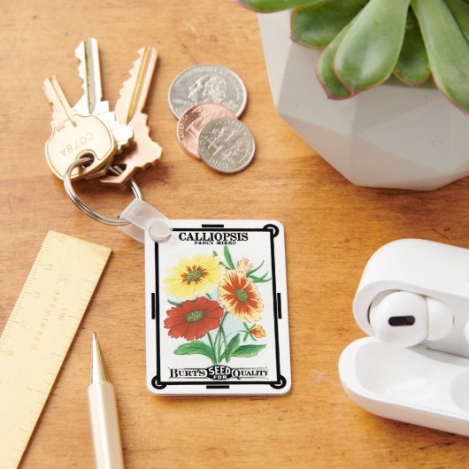 ヴィンテージシードパケットラベルアート、花 キーホルダー (デスク)