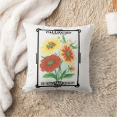 ヴィンテージシードパケットラベルアート、花 クッション (ブランケット)