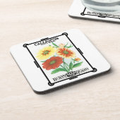 ヴィンテージシードパケットラベルアート、花 コースター (左側)