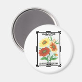 ヴィンテージシードパケットラベルアート、花 マグネット (正面/裏面)