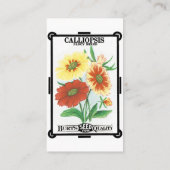 ヴィンテージシードパケットラベルアート、花 名刺 (裏面)