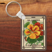 ヴィンテージシードパケットラベルアート、Nasturtium花 キーホルダー (正面)