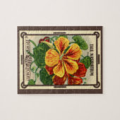 ヴィンテージシードパケットラベルアート、Nasturtium花 ジグソーパズル (横)