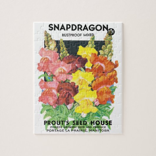 ヴィンテージシードパケットラベルアート、Snapdragon Flowers ジグソーパズル (縦)