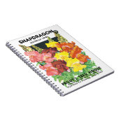 ヴィンテージシードパケットラベルアート、Snapdragon Flowers ノートブック (右側)