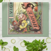 ヴィンテージシードパケットラベルアート、Vickの選択シード キッチンタオル (折り畳み)