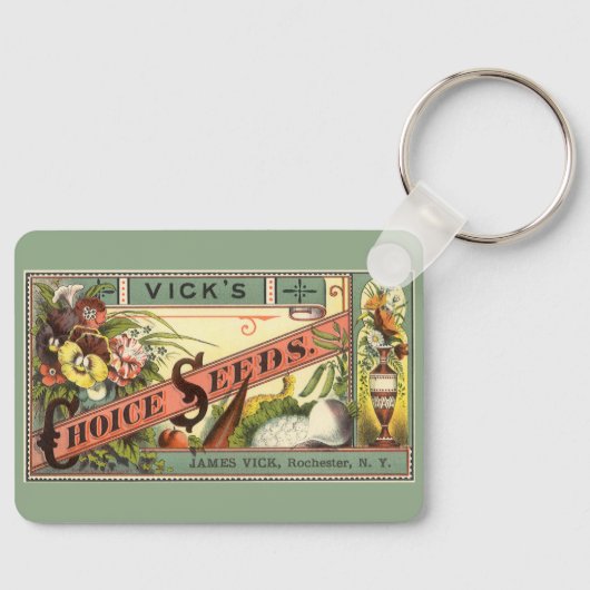 ヴィンテージシードパケットラベルアート、Vickの選択シード キーホルダー (正面)
