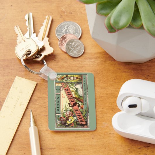 ヴィンテージシードパケットラベルアート、Vickの選択シード キーホルダー (デスク)