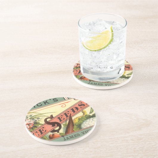 ヴィンテージシードパケットラベルアート、Vickの選択シード コースター (側面)