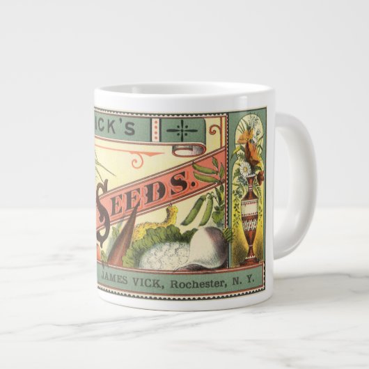 ヴィンテージシードパケットラベルアート、Vickの選択シード ジャンボコーヒーマグカップ (正面右)