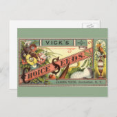 ヴィンテージシードパケットラベルアート、Vickの選択シード ポストカード (正面/裏面)