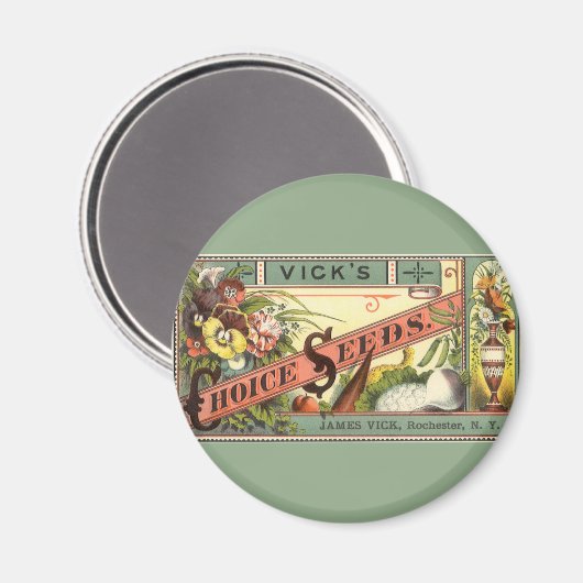 ヴィンテージシードパケットラベルアート、Vickの選択シード マグネット (正面/裏面)