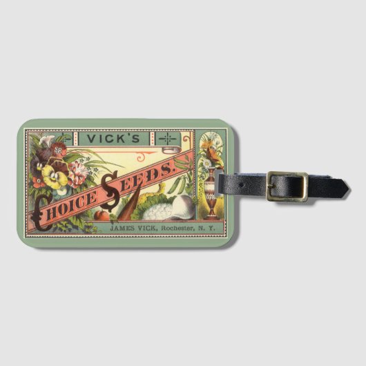 ヴィンテージシードパケットラベルアート、Vickの選択シード ラゲッジタグ (正面横)