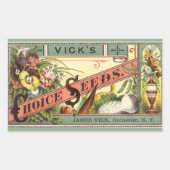 ヴィンテージシードパケットラベルアート、Vickの選択シード 長方形シール (正面)