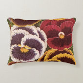 ヴィンテージシードパケットラベル、ガーデンパンジー花 アクセントクッション (正面)