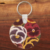 ヴィンテージシードパケットラベル、ガーデンパンジー花 キーホルダー (正面)