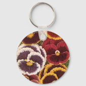 ヴィンテージシードパケットラベル、ガーデンパンジー花 キーホルダー (裏面)