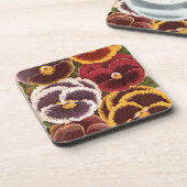 ヴィンテージシードパケットラベル、ガーデンパンジー花 コースター (左側)