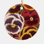 ヴィンテージシードパケットラベル、ガーデンパンジー花 セラミックオーナメント (正面)