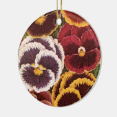 ヴィンテージシードパケットラベル、ガーデンパンジー花 セラミックオーナメント (左)