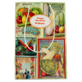 ヴィンテージシードパケット誕生日媒体抱き枕 ミディアムペーパーバッグ (正面)