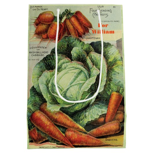 ヴィンテージシードパケット誕生日媒体抱き枕 ミディアムペーパーバッグ (裏面)