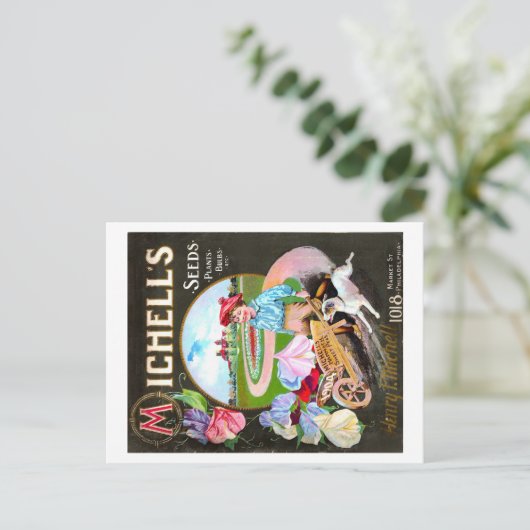 ヴィンテージシードパケット。 ポストカード (スタンド正面)