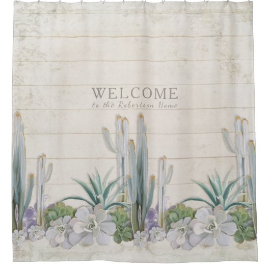 ヴィンテージシープラップウッドデザートサボスサクラントウェスト シャワーカーテン (正面)