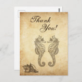 ヴィンテージシーホースとコンチシェルビーチありがとう ポストカード (正面/裏面)