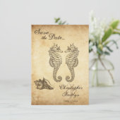 ヴィンテージシーホースとコンチシェルビーチ結婚式 セーブザデート (スタンド正面)