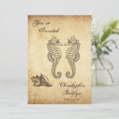 ヴィンテージシーホースとコンチシェルビーチ結婚式 招待状 (スタンド正面)