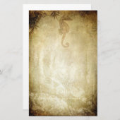 ヴィンテージシーホースと竹セピア文房具 便箋 (正面/裏面)