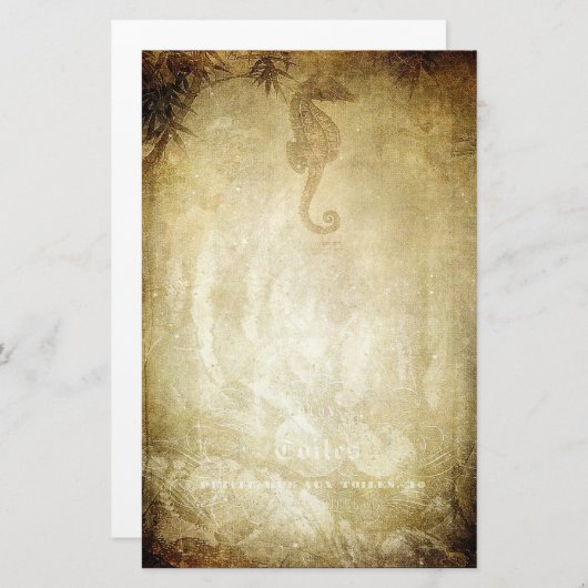 ヴィンテージシーホースと竹セピア文房具 便箋 (正面/裏面)