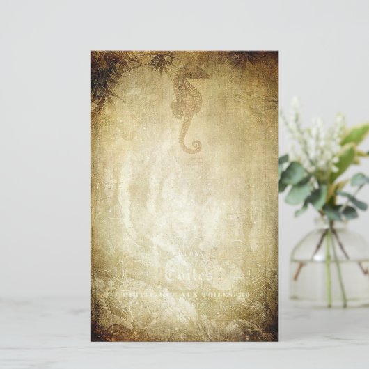 ヴィンテージシーホースと竹セピア文房具 便箋 (スタンド正面)