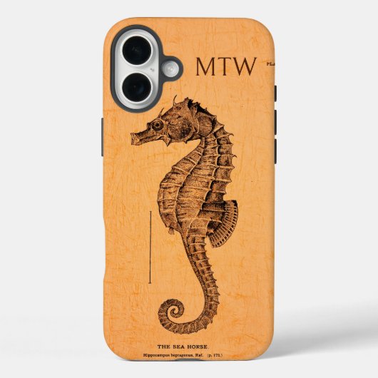 ヴィンテージシーホースイラストレーションとイニシャル Case-Mate iPhoneケース (裏面)
