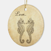 ヴィンテージシーホース1stクリスマス結婚したラブ セラミックオーナメント (左)
