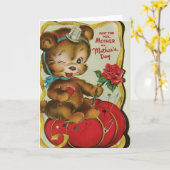 ヴィンテージシームストレステッチャーマザーズデイカード カード (黄色い花)