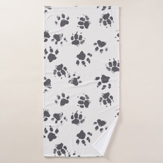 ヴィンテージシームレスなパターンで、足の足跡が付いている バスタオル (バスタオル)