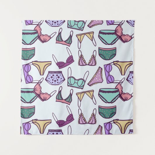 ヴィンテージシームレスなパターン下着：ブラスとパンティ タペストリー (正面)